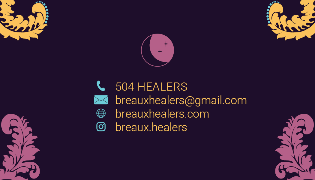 Breaux Healers business card back