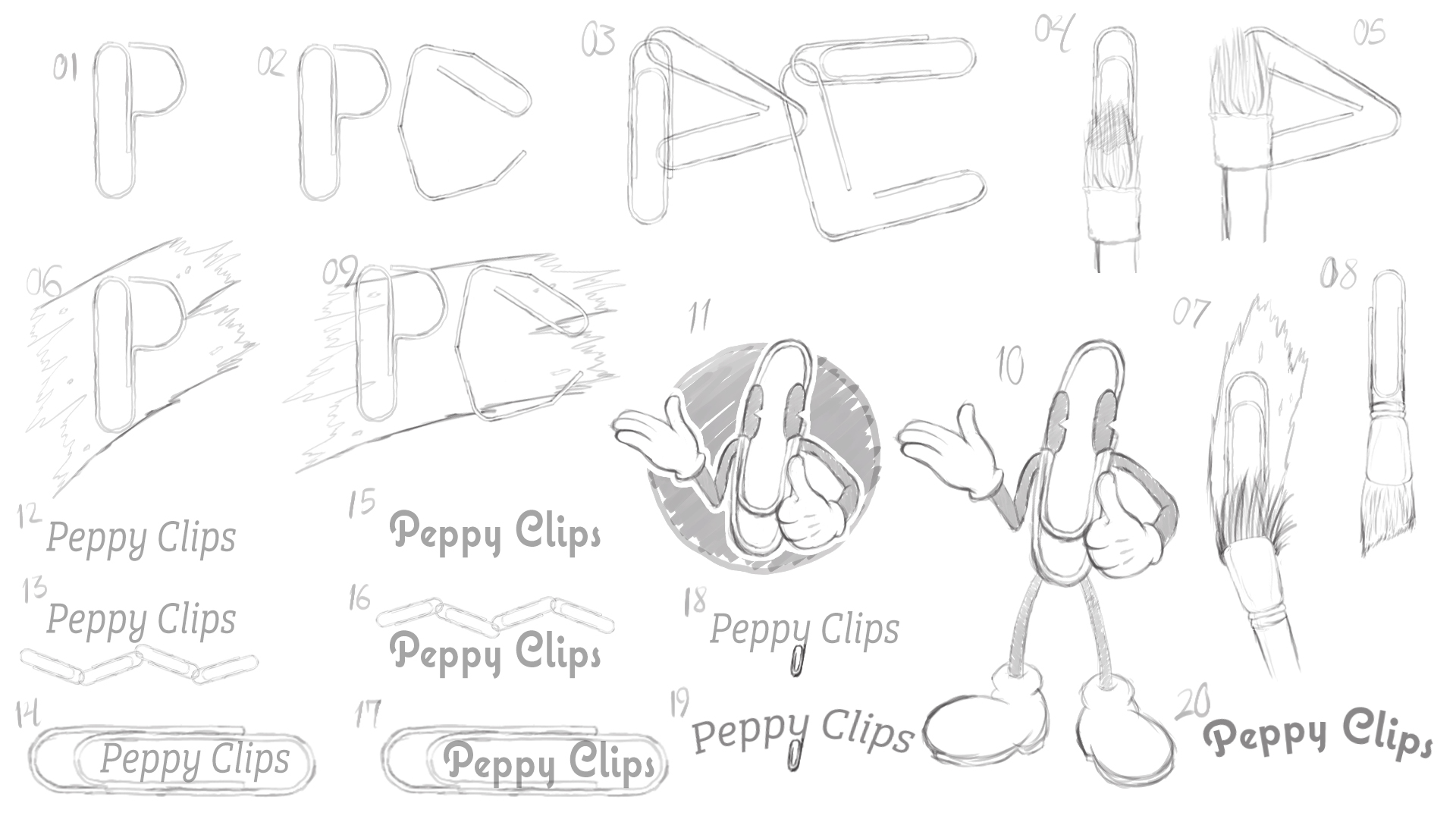 Peppy Clips logo sketches