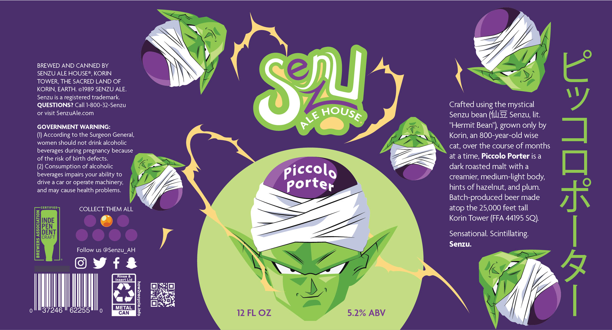 Senzu Ale House 12oz beer label