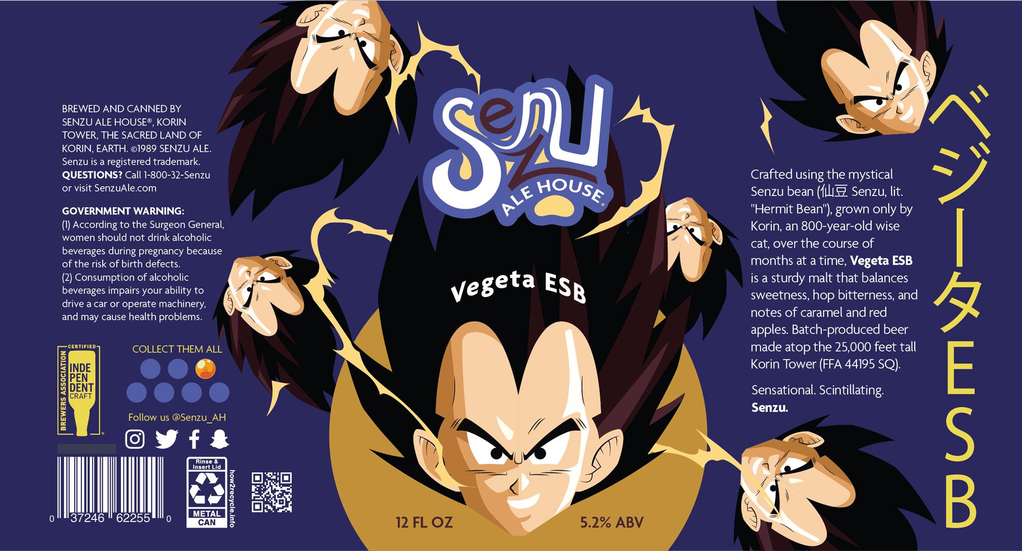 Senzu Ale House 12oz beer label