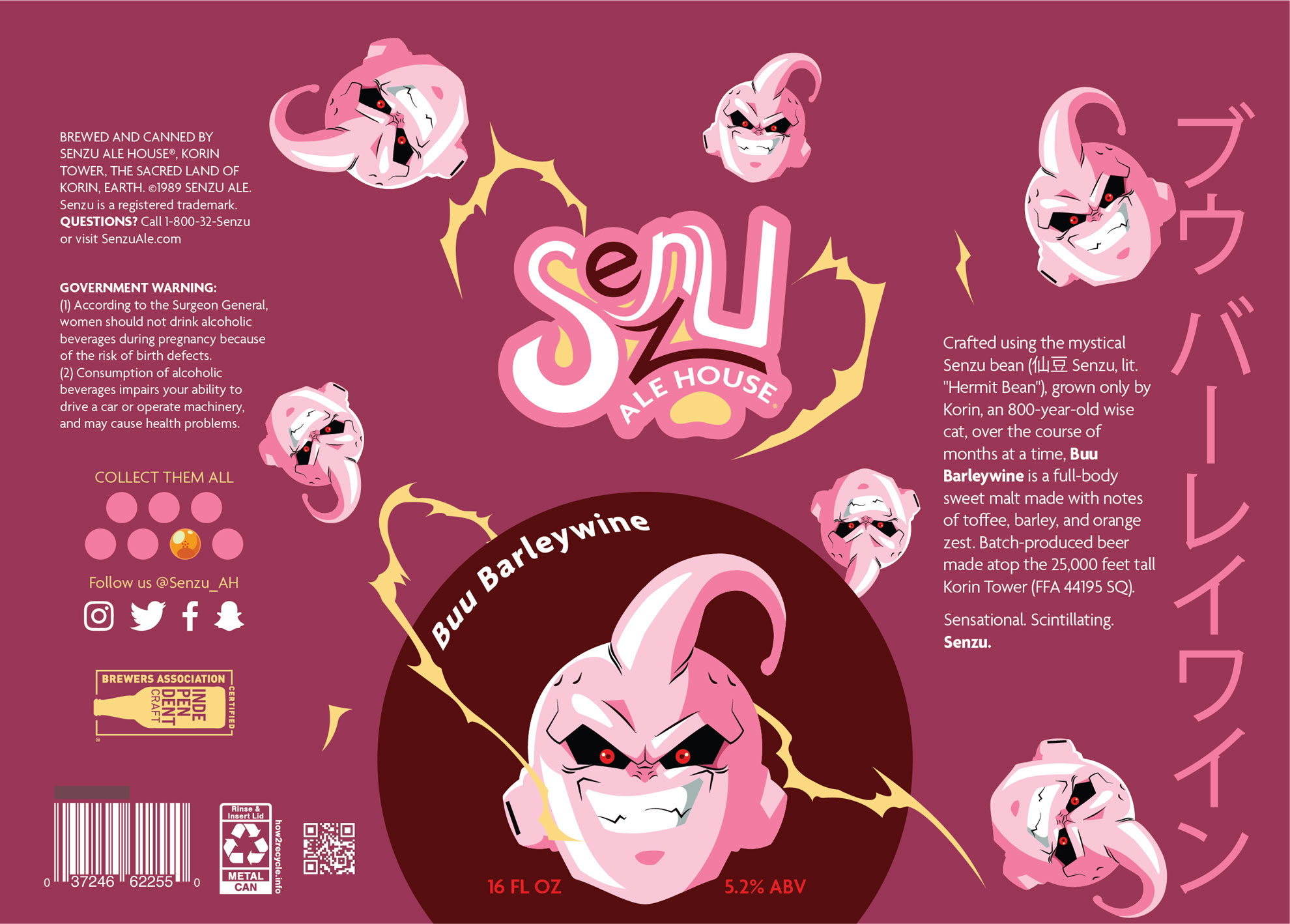 Senzu Ale House 16oz beer label