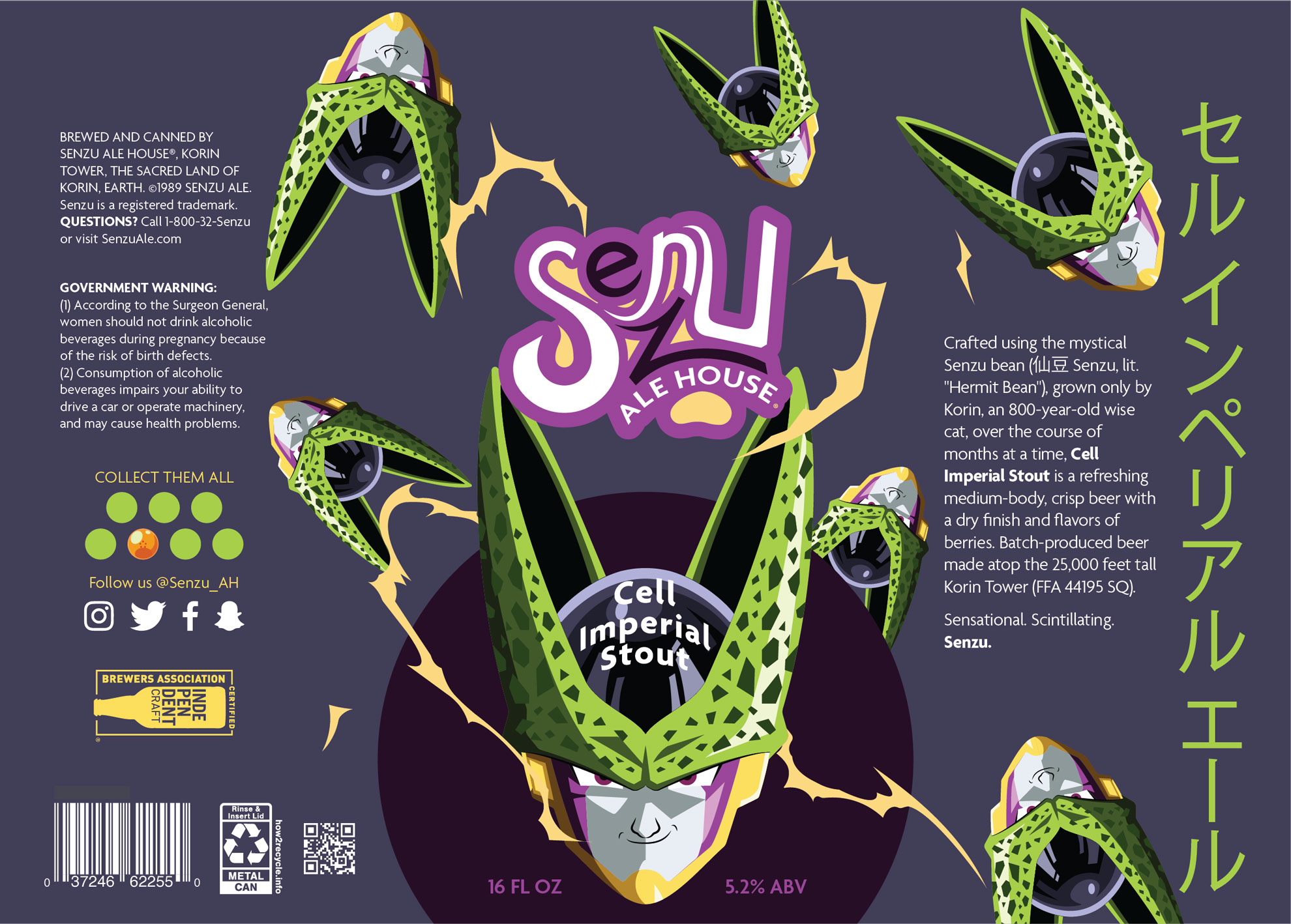 Senzu Ale House 16oz beer label