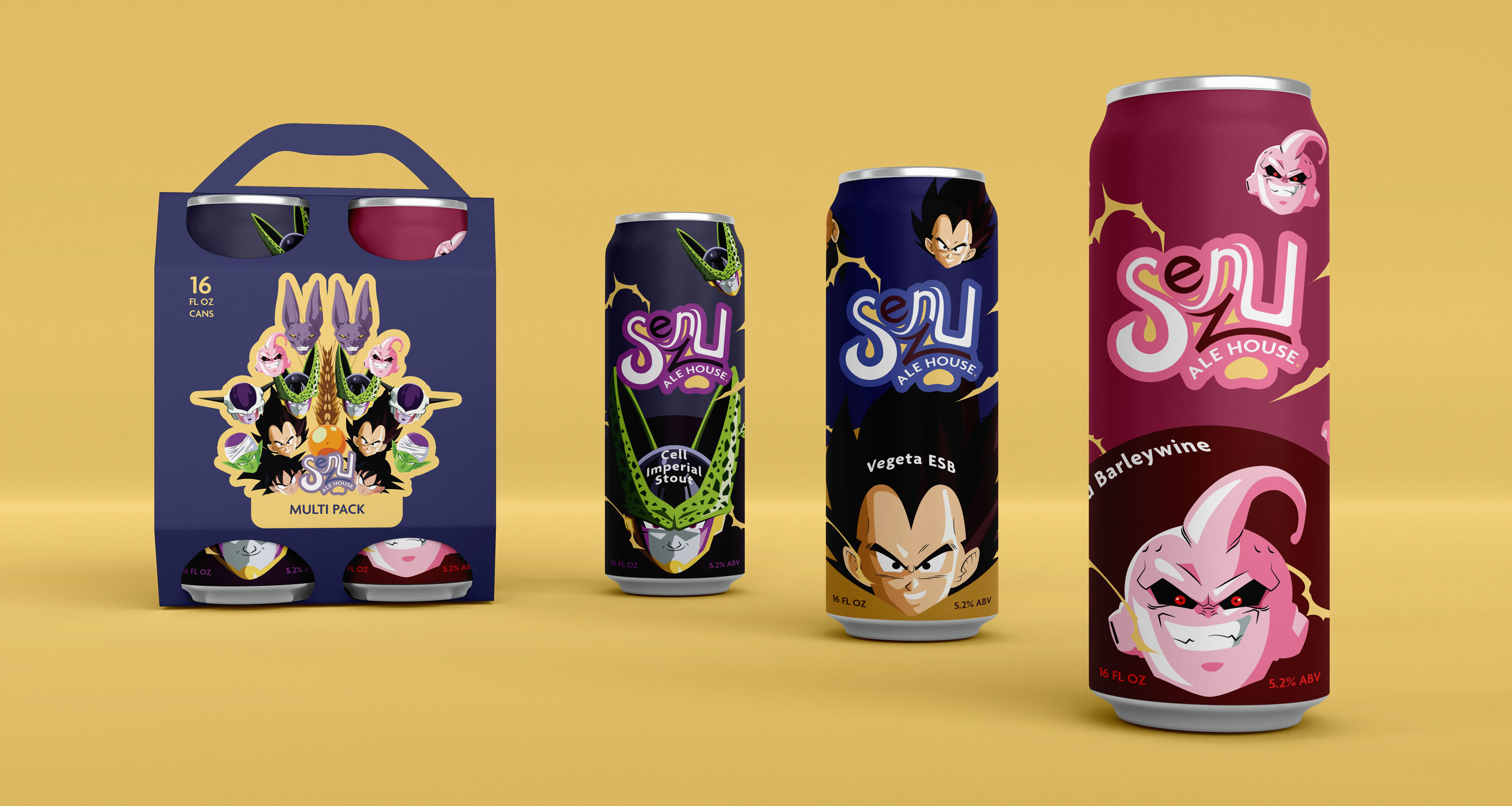 Senzu Ale House box and beer cans